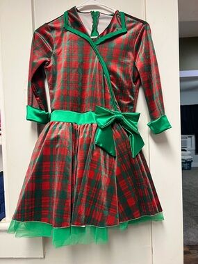 Kids Holiday Plaid Costume Dress - Red & Green